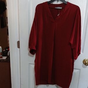 Elegant Red V-Neck Dress